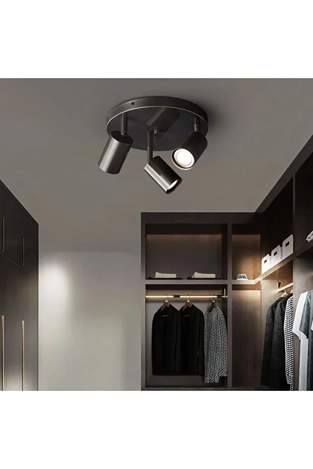 kayra siyah 3lü spotlu avize